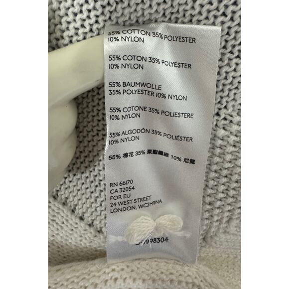 anthropologie  Ivory Knit Poncho Top Oversized V Neck Ruffle Hem Summer Layering - Picture 7 of 7